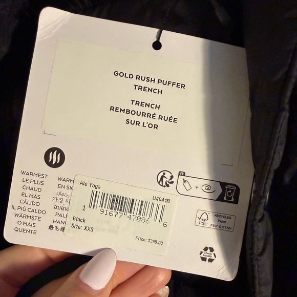 NWT Women's Alo Gold Rush Trench Black Puffer Coat - Picture 11 of 14